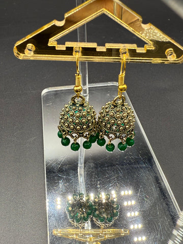 Green Traditional Embellish Jhumki