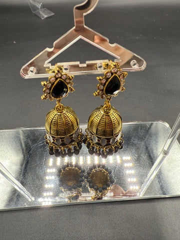 Golden & Black Traditional Earring Jhumki