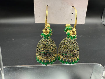 Green Embellish Traditional Baali Jhumka