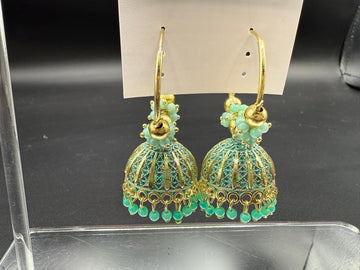 Ocean Green Embellish Traditional Baali Jhumka