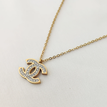 Golden Plated CC Metal Pendant for Women