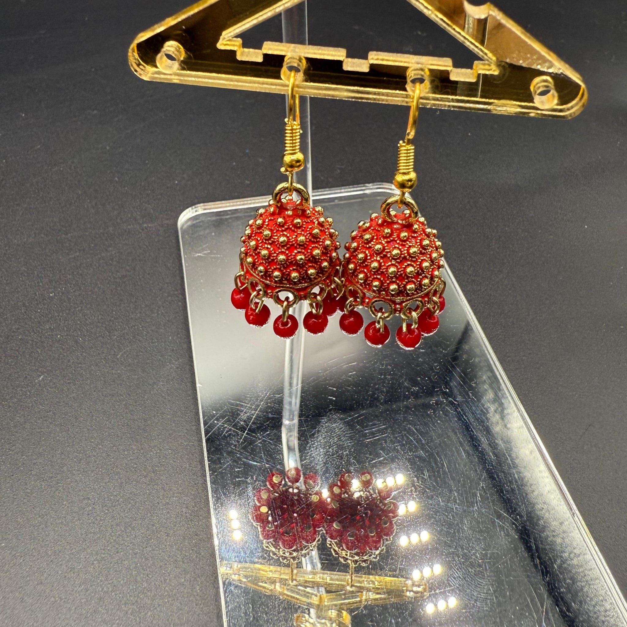 Red Traditional Embellish Jhumki