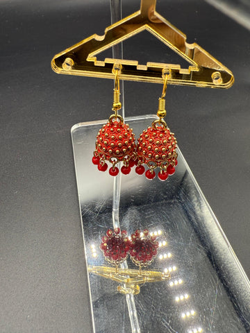 Red Traditional Embellish Jhumki