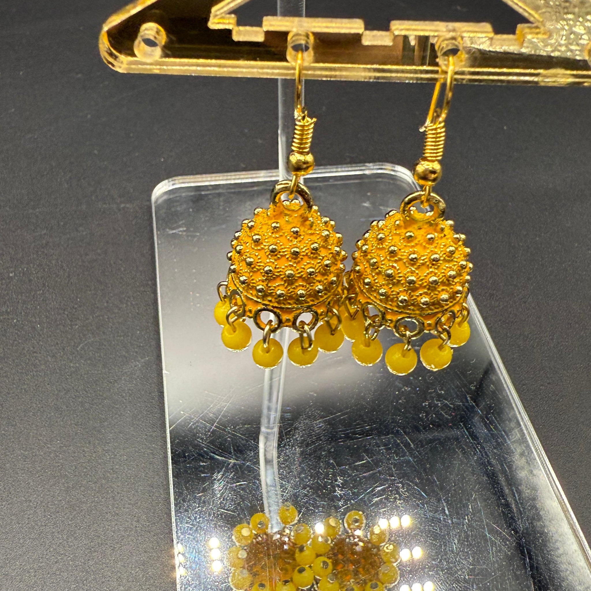 Yellow Traditional Embellish Jhumki