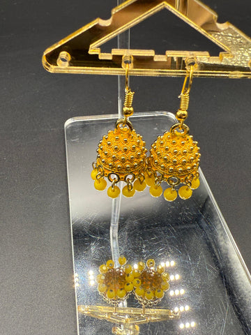 Yellow Traditional Embellish Jhumki