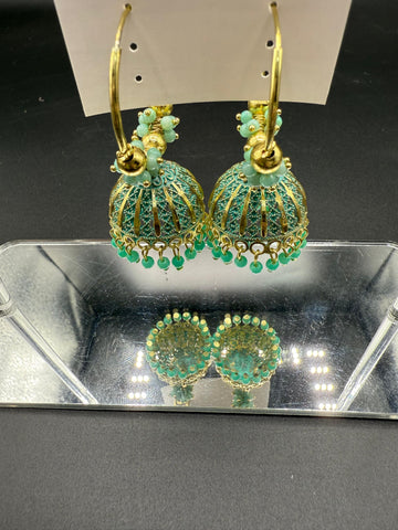 Green Traditional Baali Jhumka