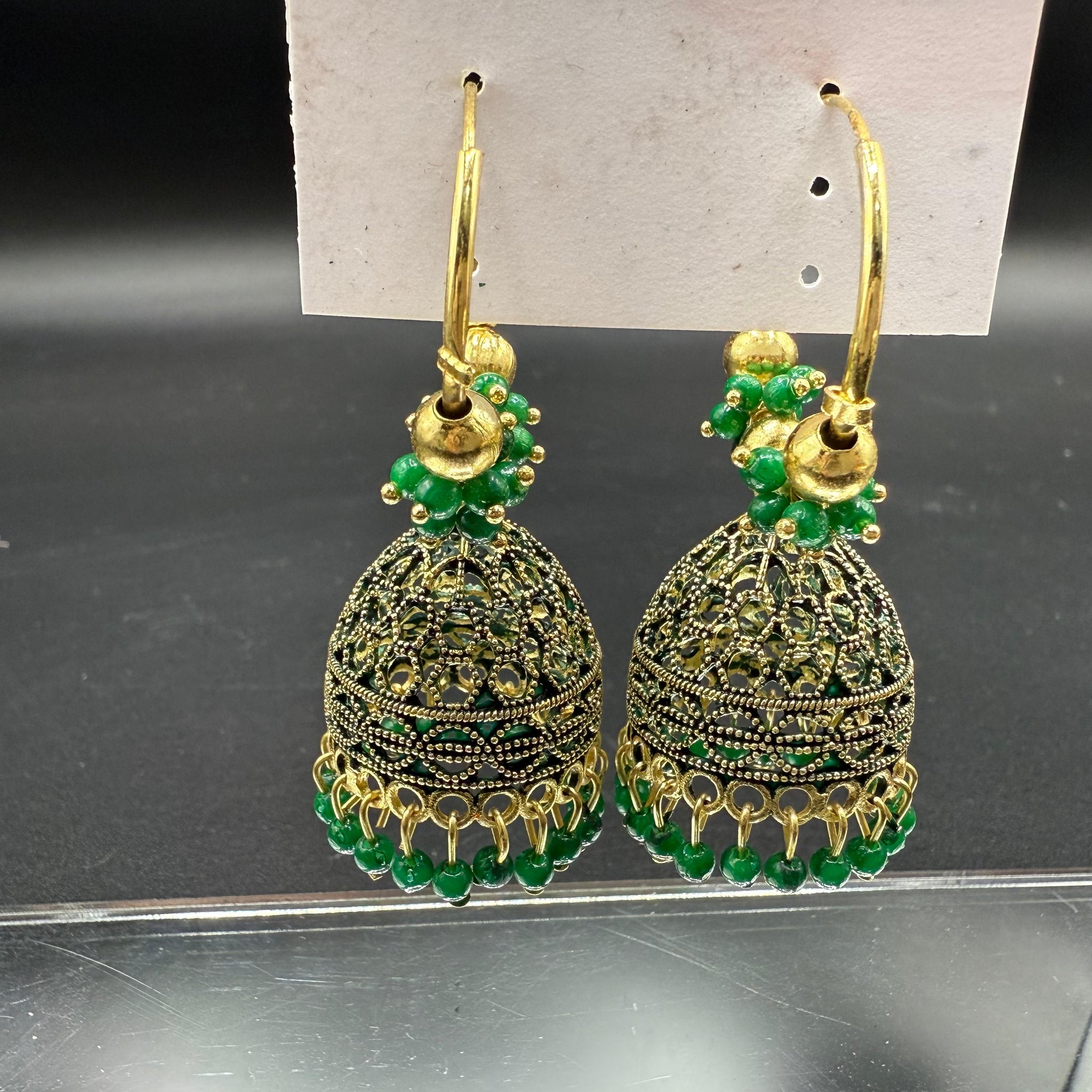 Green Embellish Traditional Baali Jhumka