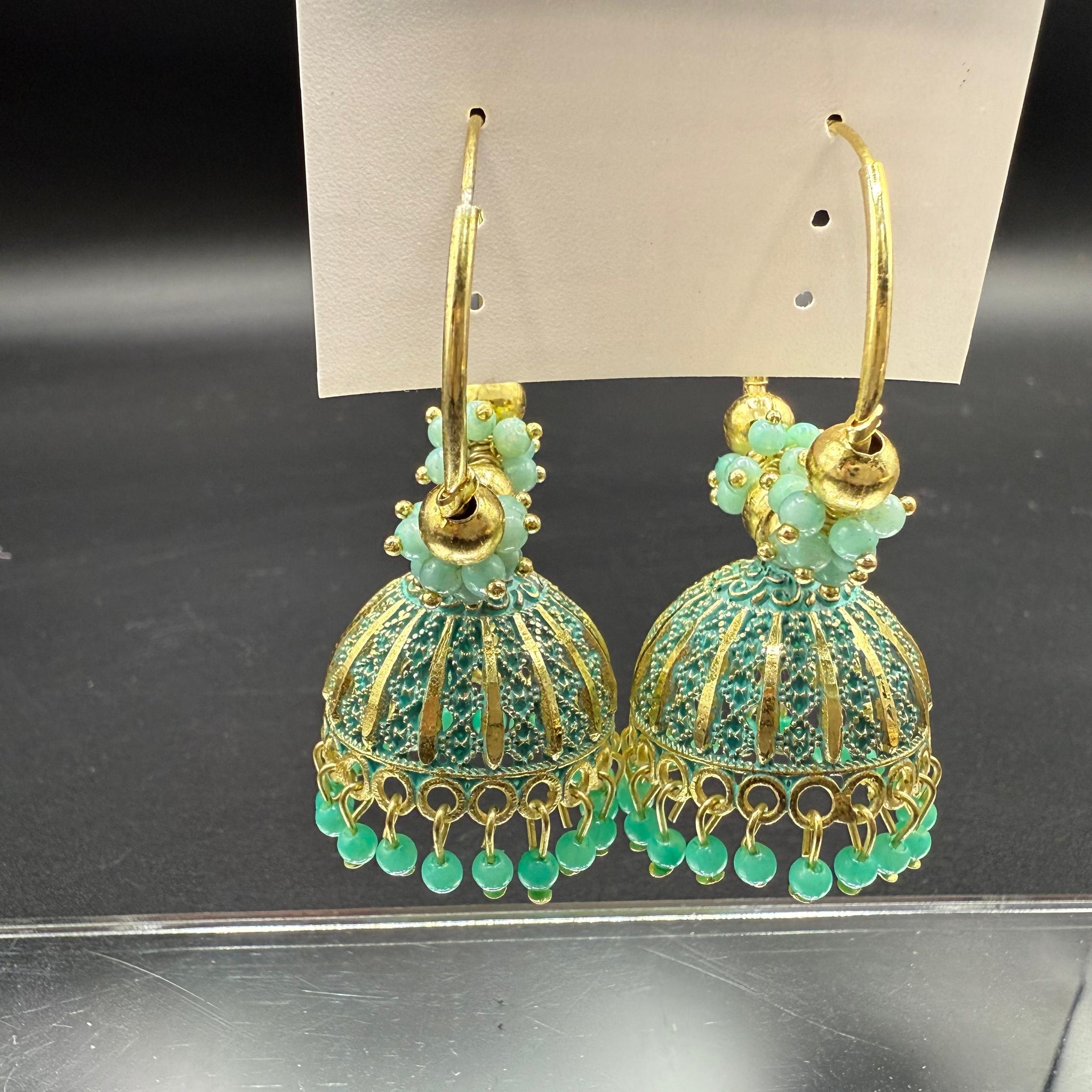 Ocean Green Embellish Traditional Baali Jhumka