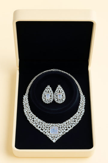 Thai Traditional Necklace and Earrings Set – Classic Ornate Design – silver Tone Jewelry for Thai Dress or Special Occasions