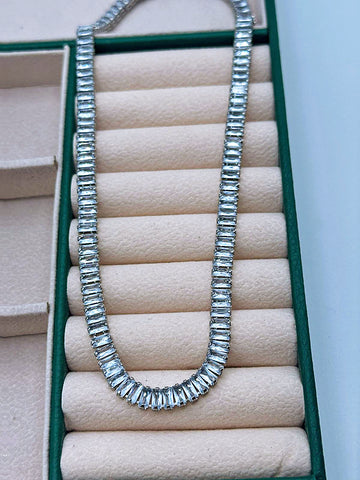 Crystal Colar Silver Plated Metal Necklace for Women