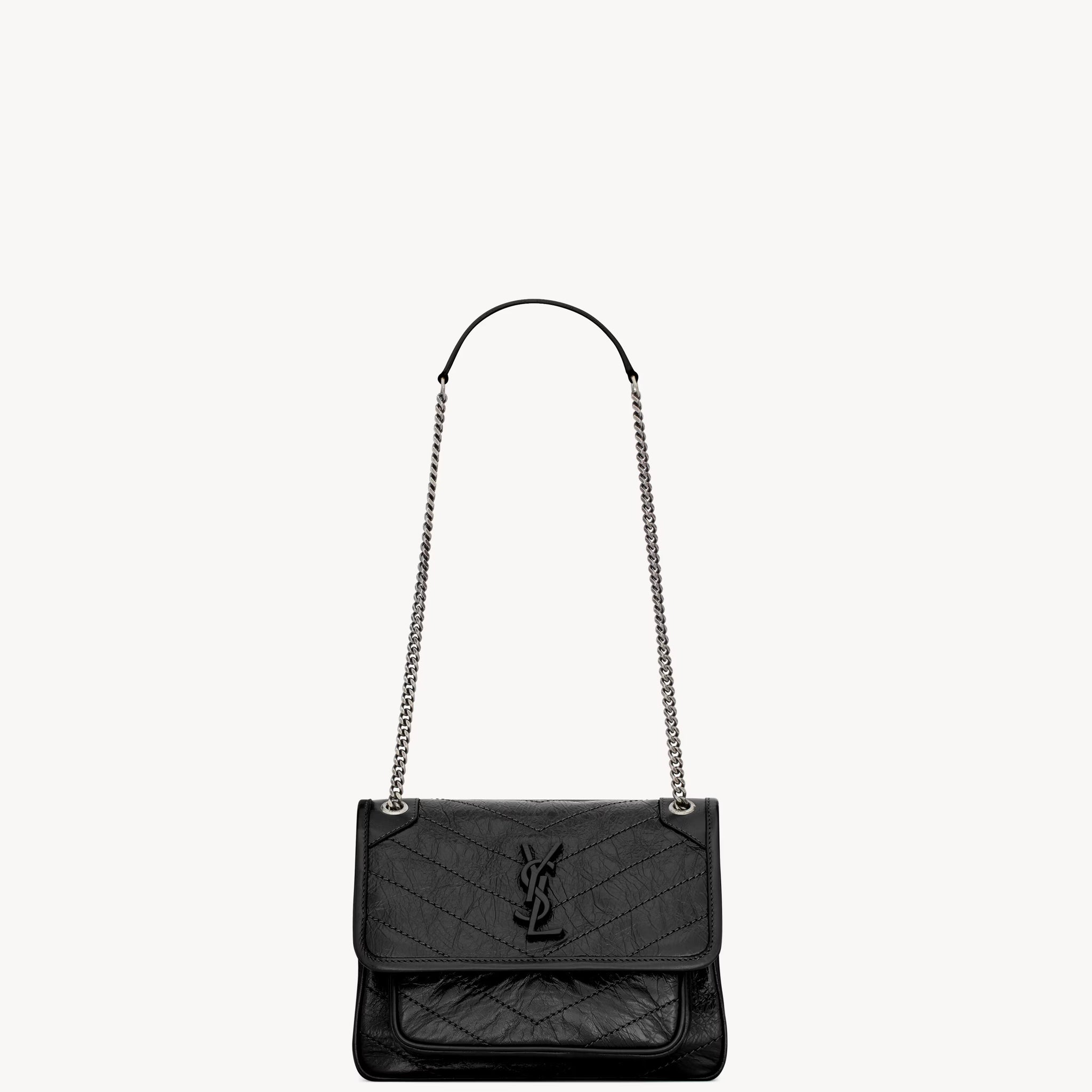 YSL NIKI MEDIUM IN VINTAGE LEATHER BLACK